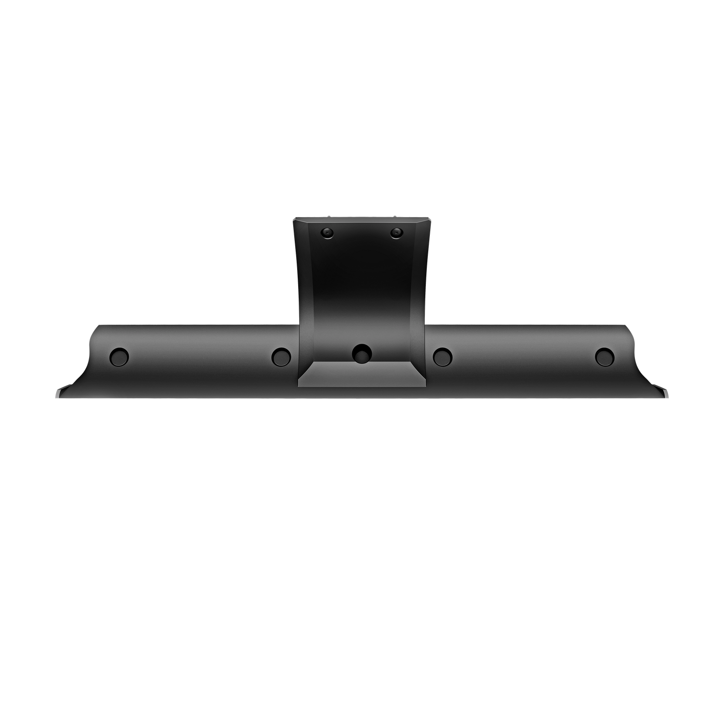 Black curved scraper bar with central mounting bracket and multiple bolt holes for power tool accessories and home improvement.