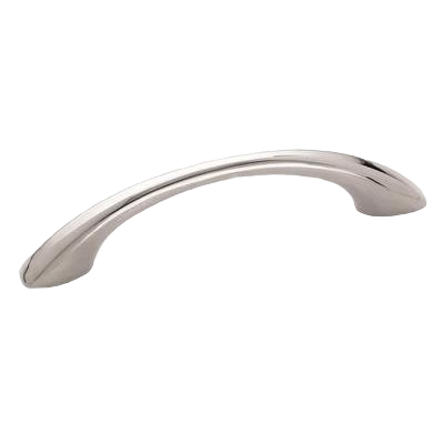 Polished chrome cabinet pull with sleek curved design for furniture hardware and home improvement collections under $50