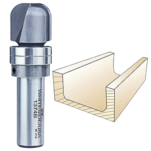 Carbide-tipped bowl and tray bit with bearing for wood shaping, part of Whiteside Machine tool accessories collections.