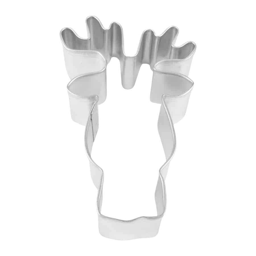 Tinplated steel reindeer face cookie cutter for baking and kitchen gadget use in holiday-themed bakeware collection