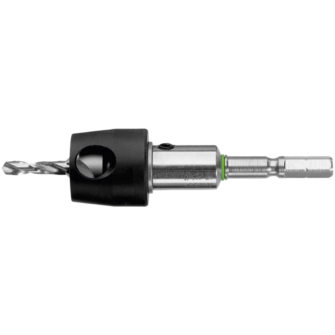 Adjustable countersink drill bit with pilot and depth stop for drill attachments in power tool accessories collection