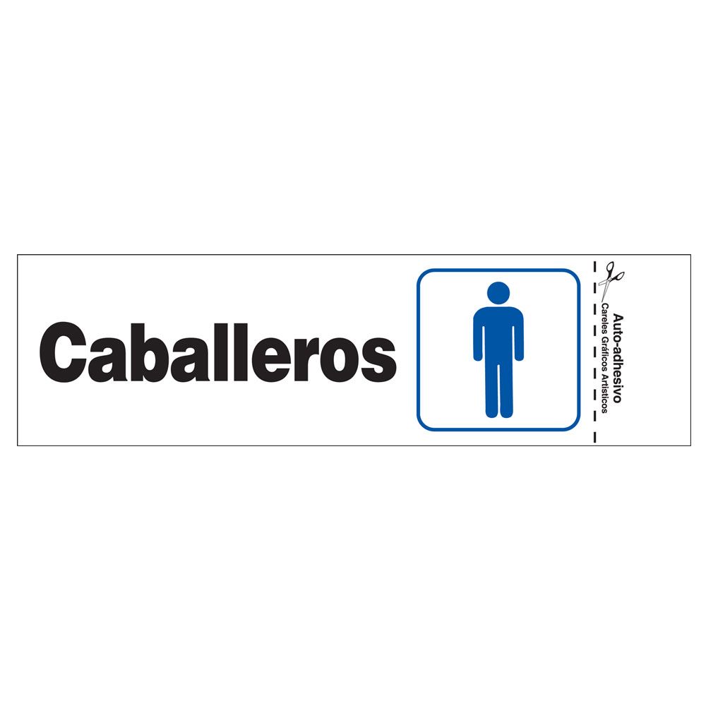 Spanish men's restroom sign with bold text and blue male icon for home improvement use