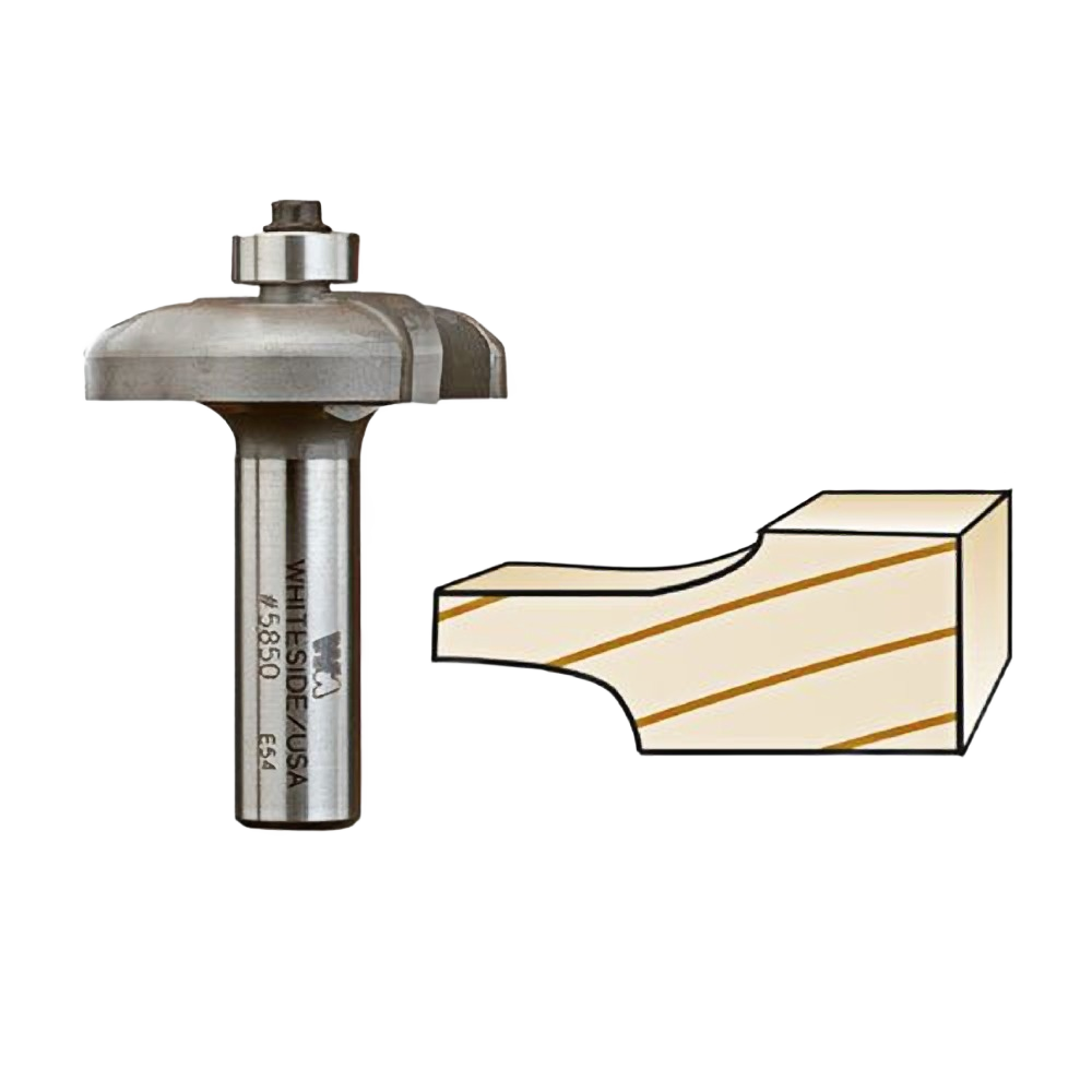 Raised panel back cutter bit with sample wood profile, ideal for woodworking and tool accessories under $100 collection