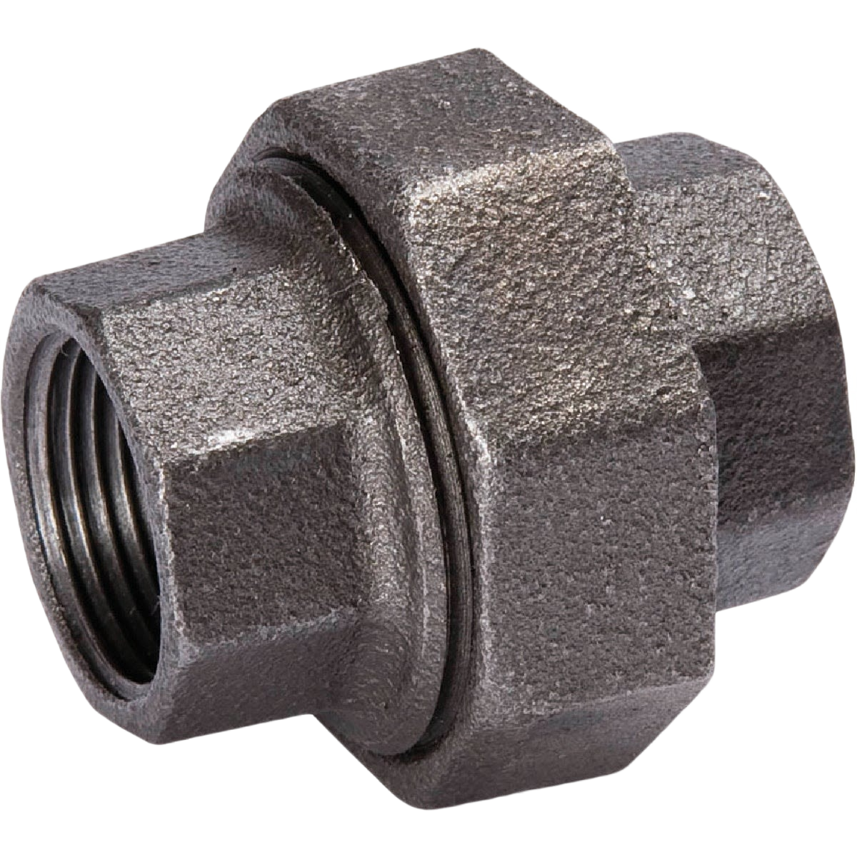 Black malleable iron plumbing union with brass seat for durable pipe connections in pipes and fittings collections under $50