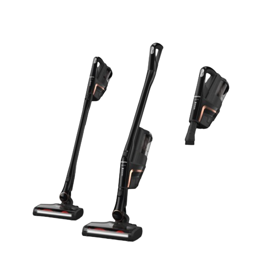 Graphite black cordless vacuum in multiple configurations with ergonomic handle and pet hair cleaning attachments
