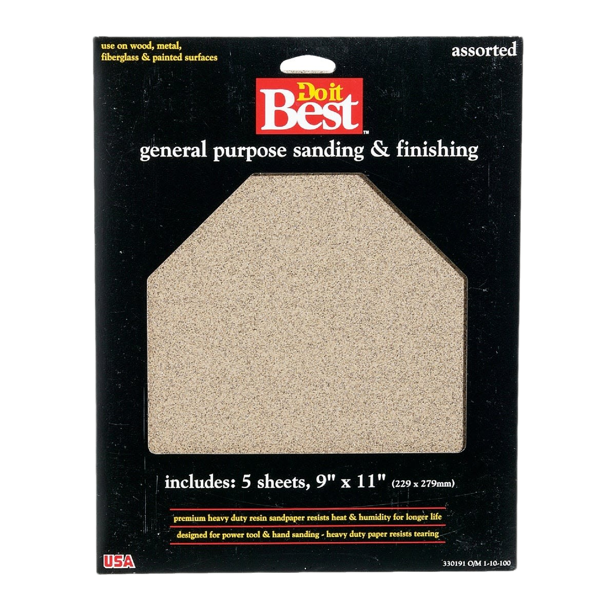 Pack of assorted grit general purpose sanding sheets for wood, metal, and painted surface prep in home improvement tools