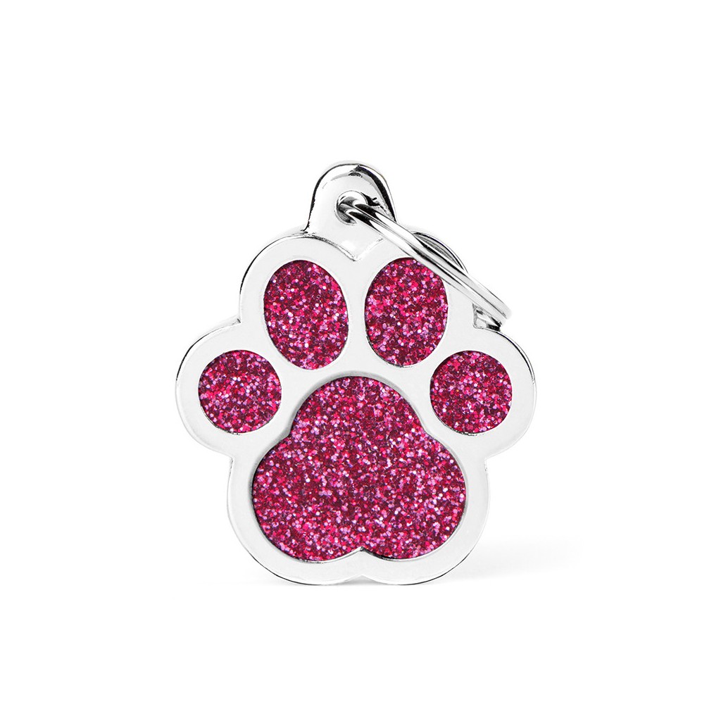 MyFamily Shine Big Pink Glitter Paw Tag