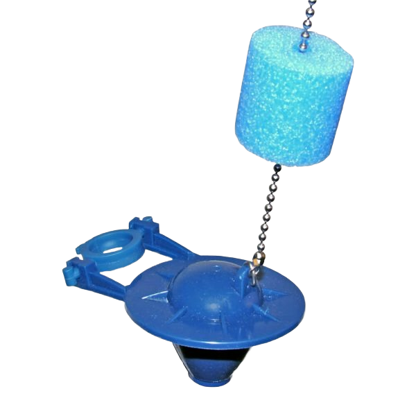 Blue toilet tank flapper with float and chain for plumbing repair and toilet parts under $50 in home improvement