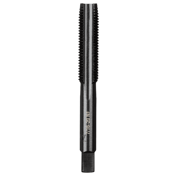 Steel straight flute plug tap with laser-etched sizing for precise threading in tool accessories and drill bits collections