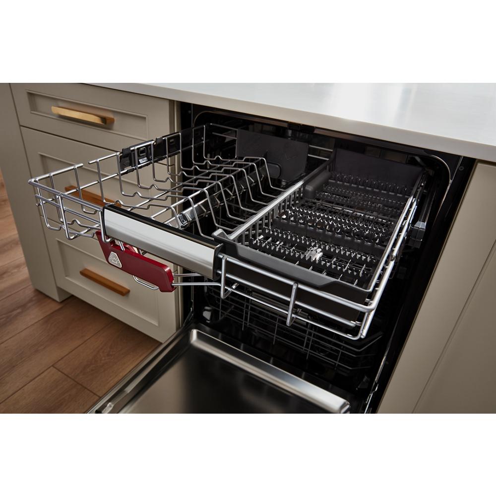Open KitchenAid panel-ready dishwasher with FreeFlex™ Fit third rack and adjustable middle rack in kitchen appliances collection