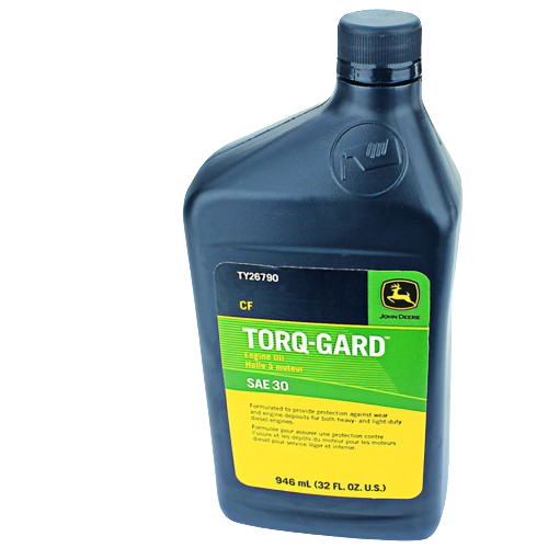 Black plastic quart container of Torq-Gard SAE 30 engine oil for tools and home improvement use