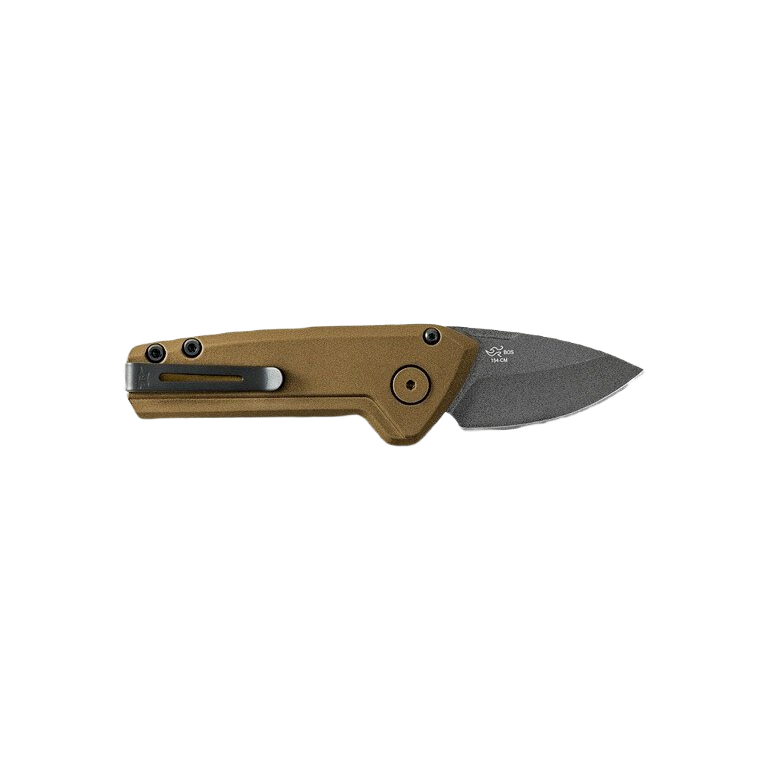 Compact folding knife with bronze handle and drop-point steel blade for cutting and woodworking tasks in hand tools collection