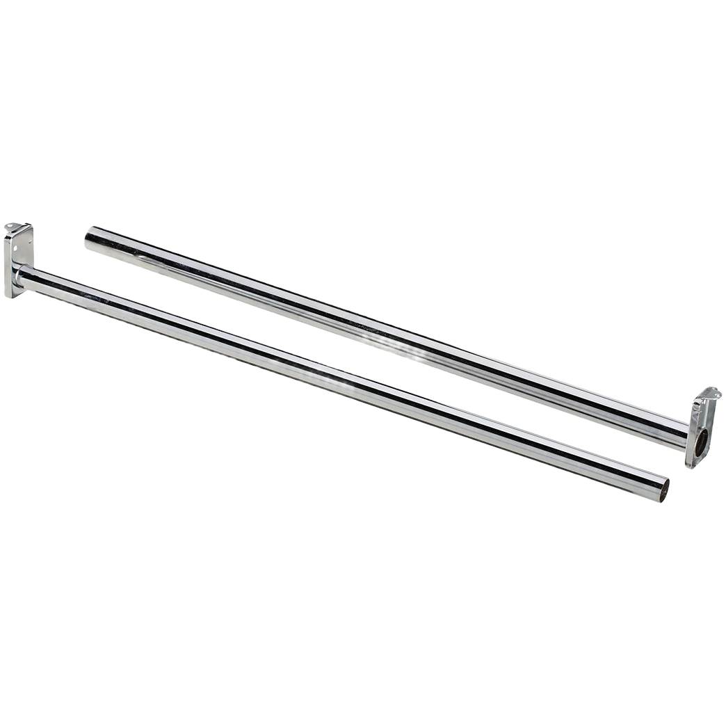 Adjustable chrome closet rod with mounting brackets for closet organization and storage solutions under $50 collections