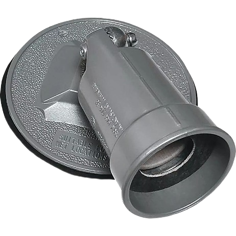 Round gray weatherproof lamp holder with durable aluminum diecast housing for electrical and home improvement use under $50 collections