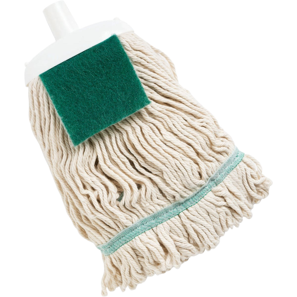 Cotton mop refill with green scrubbing pad for cleaning tools and mop buckets in home improvement collection
