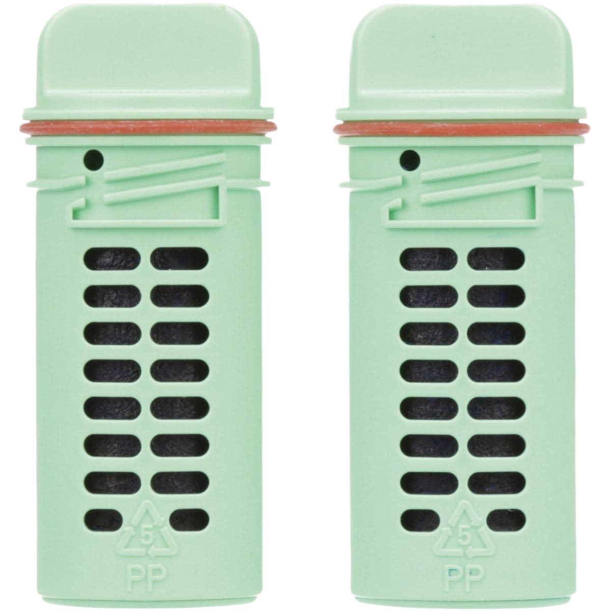Two green septic care replacement cartridges with vented sides for plumbing and drain maintenance under $50 collection