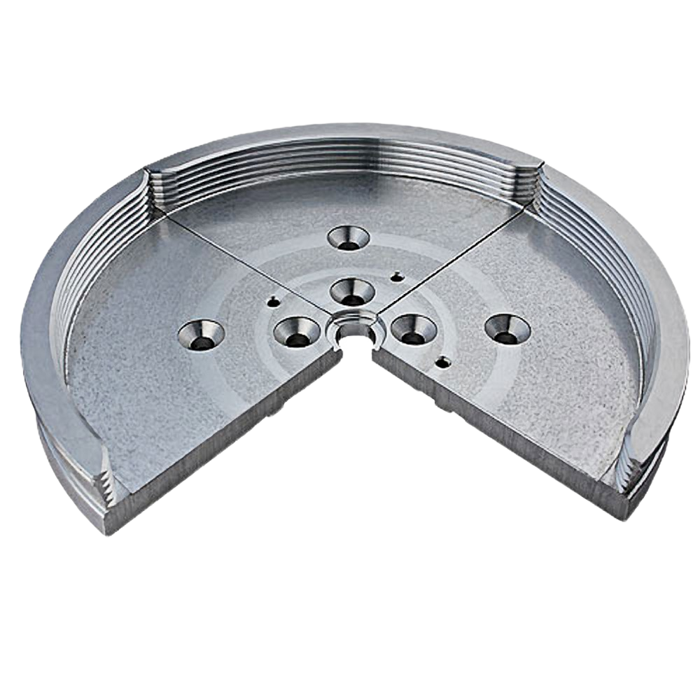 Profiled aluminum jaws for a woodworking chuck, designed for secure gripping in home improvement and tool projects