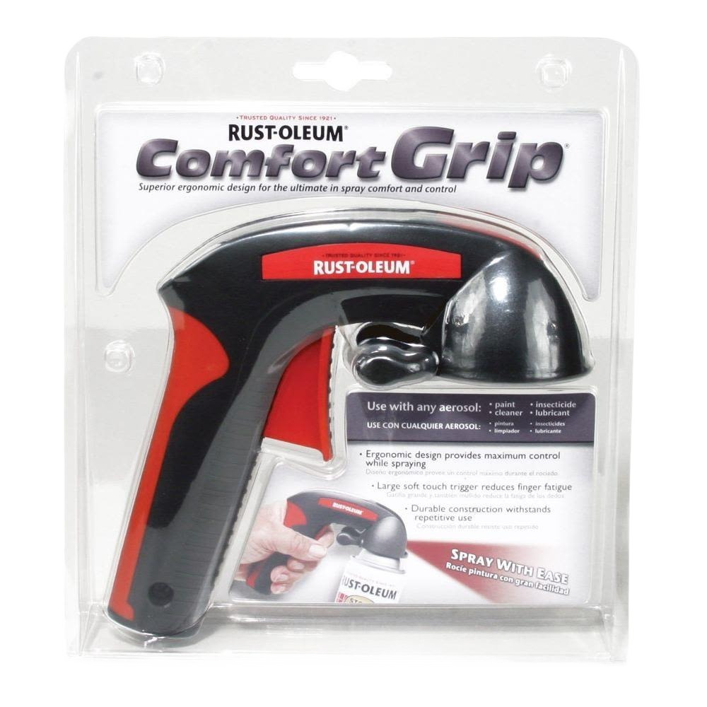 Ergonomic black and red spray trigger handle for aerosol cans in Rust Oleum paint sprayers and home improvement tools collection