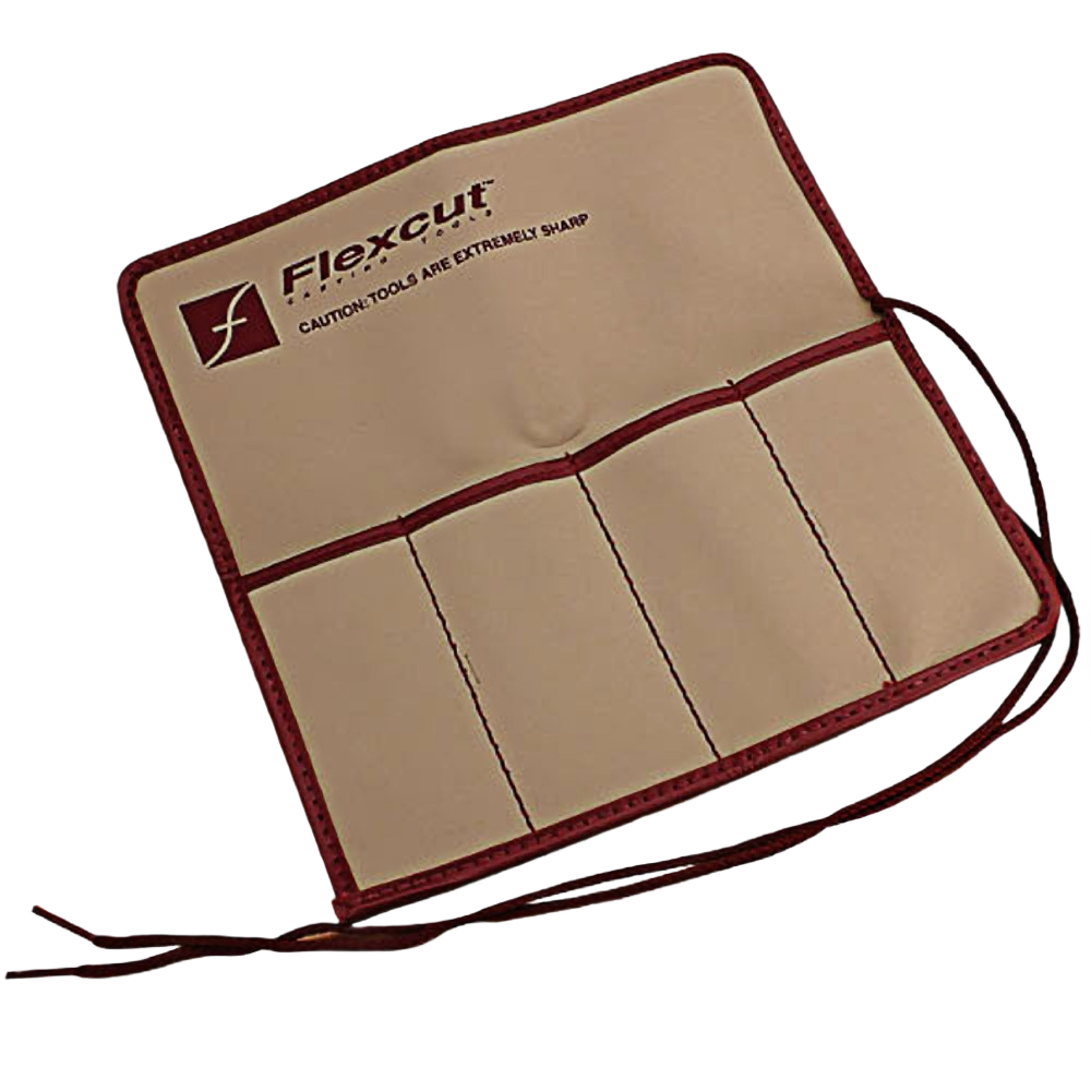 Durable heavy cloth knife roll with four pockets for carving tools, part of woodworking tools and carving collections under $50