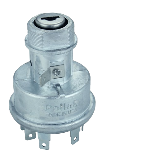 Metal rotary ignition switch component with multiple terminal connectors for John Deere parts and accessories collections