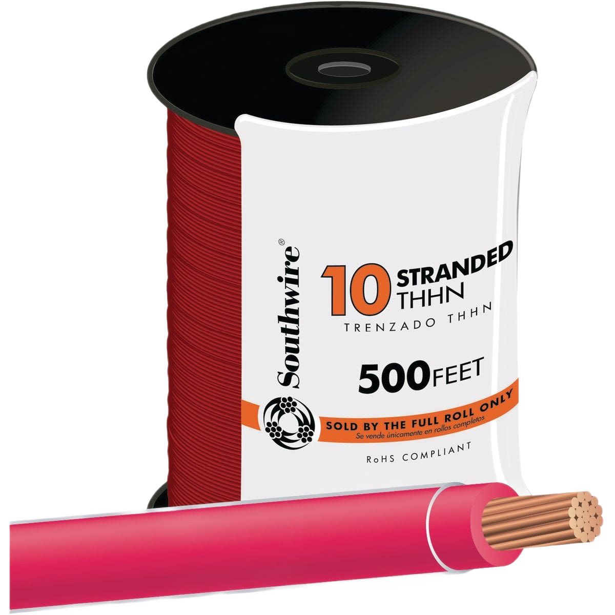 Red 10 gauge stranded electrical wire spool for building wire and electrical home improvement projects