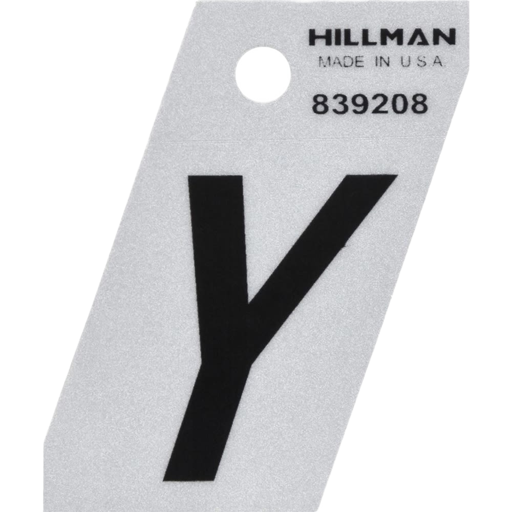 Black reflective Mylar sticker letter Y with angle cut, durable for home improvement and hardware projects under $50 collection