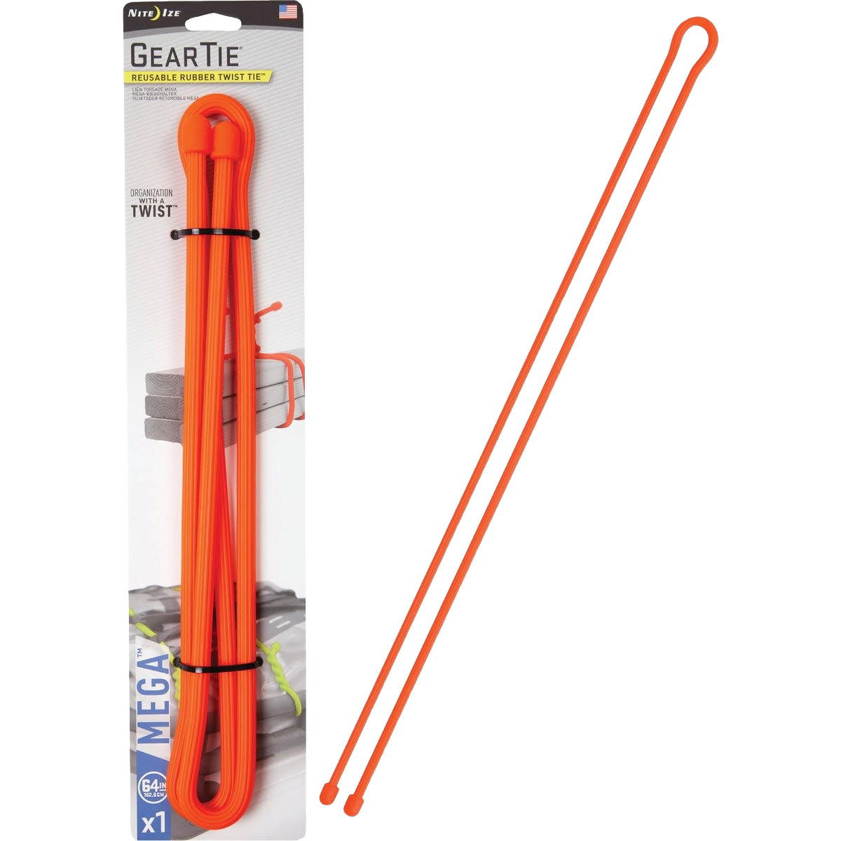 Nite Ize Gear Tie 64 in. Mega Twist Tie, Bright Orange