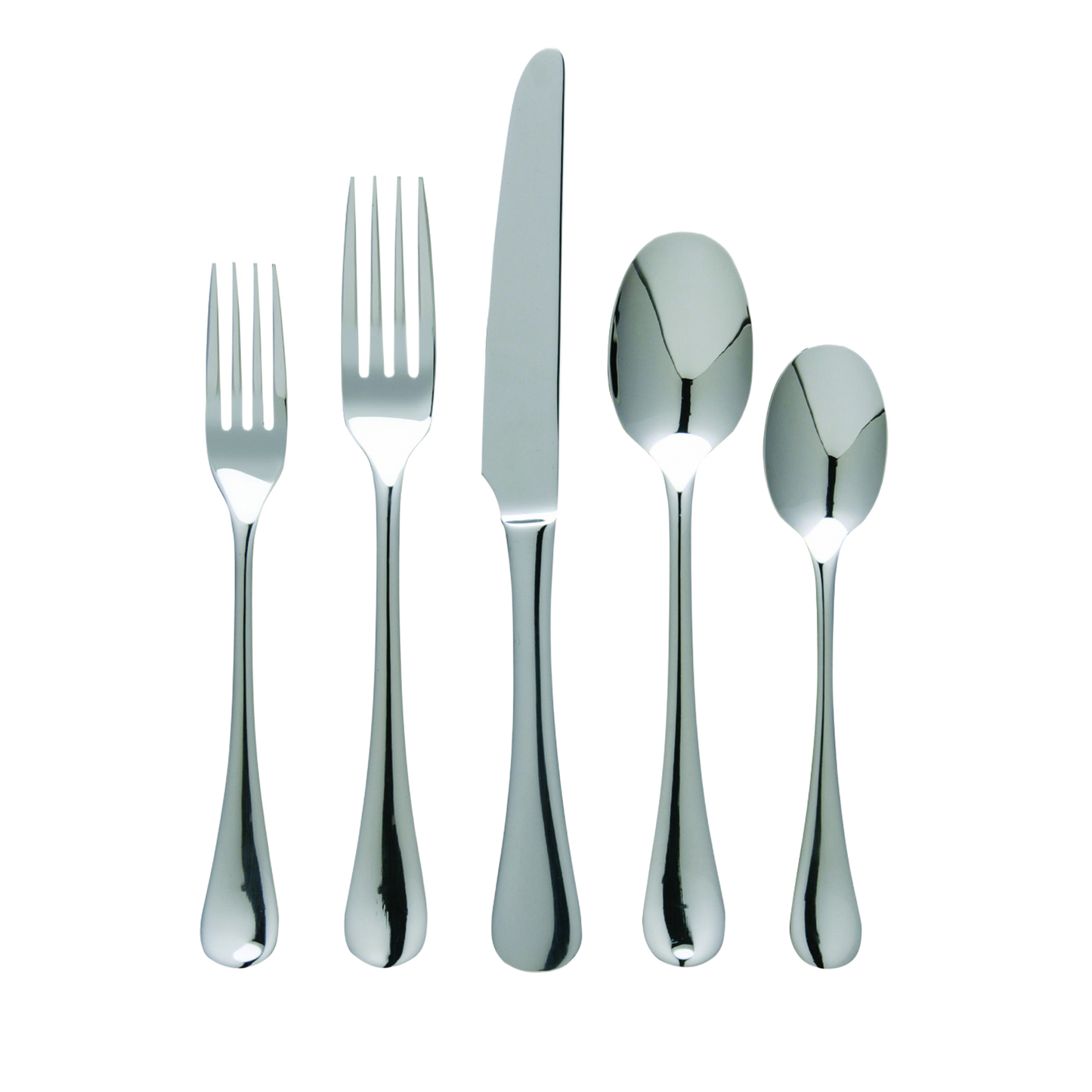 20-piece polished stainless steel flatware set with forks, knives, and spoons for kitchen and tableware collections