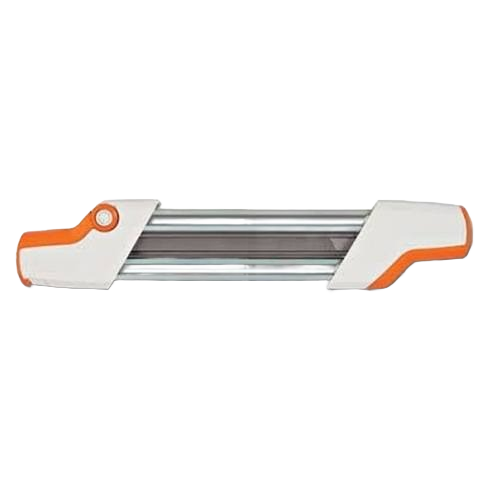 Compact filing guide tool with white and orange handles for saw chain maintenance in power tool accessories collections