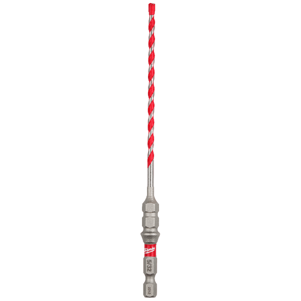 Red and silver carbide hammer drill bit with hex collar for concrete drilling in tool accessories and drill bits collections