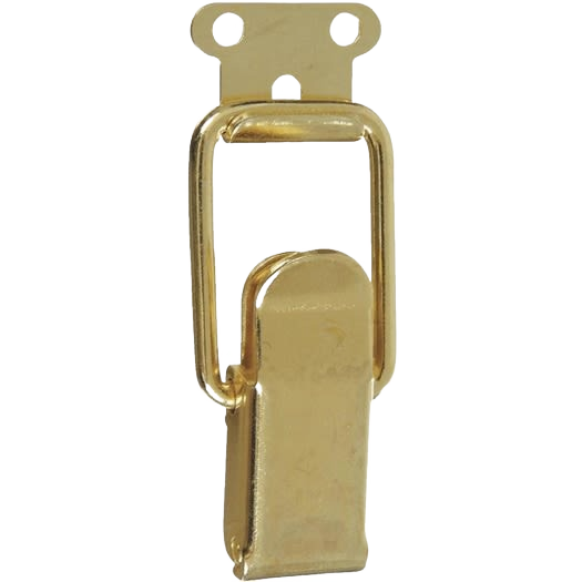Bright brass-plated steel draw catch for securing trunks and tool boxes, part of hardware and latches collection under $50