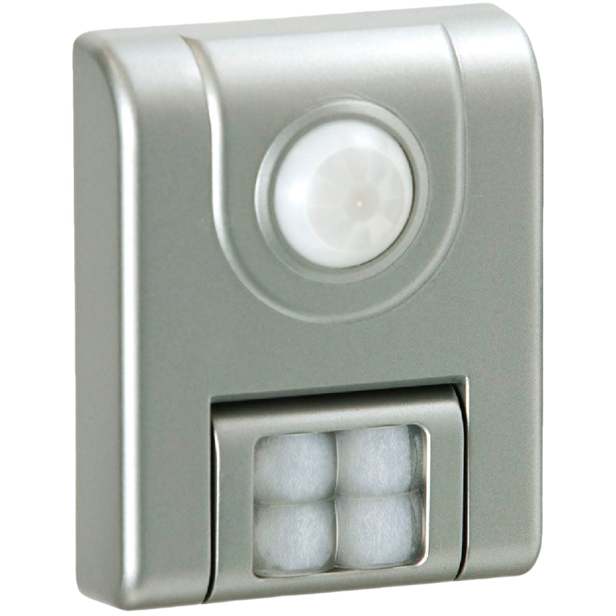 Compact silver motion sensor light with 4 bright LEDs for outdoor lighting and home improvement under $50 collection