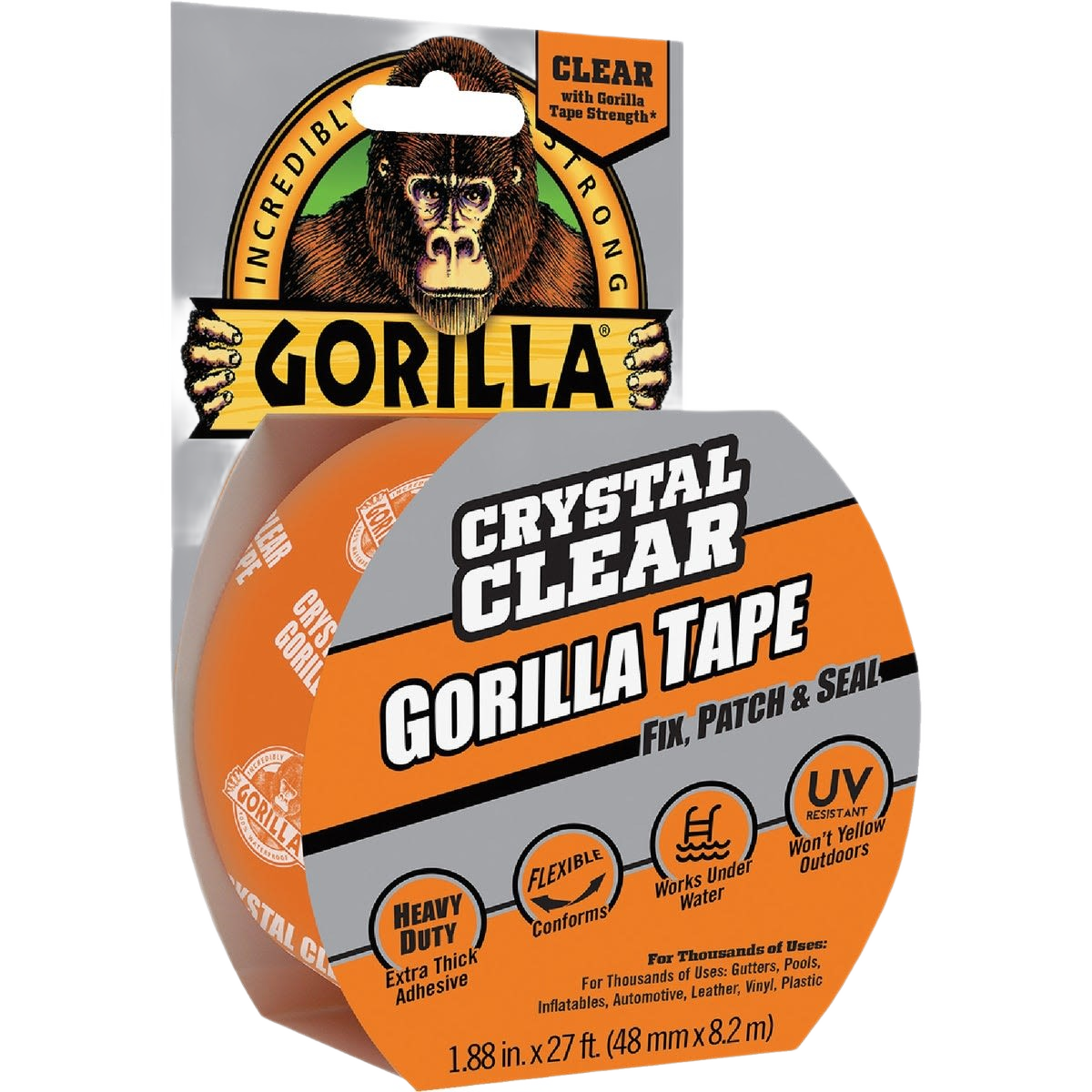 Clear heavy-duty adhesive tape with flexible, waterproof, and UV-resistant features for home improvement projects under $50
