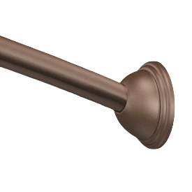 Adjustable curved shower rod in old world bronze finish designed for elegant bathroom home improvement projects