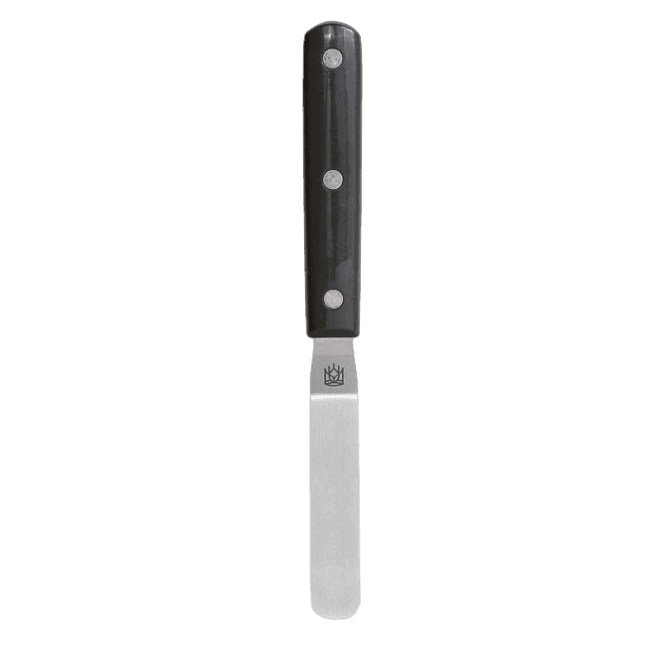 4-inch offset spatula with black handle and stainless steel blade for baking and kitchen tasks