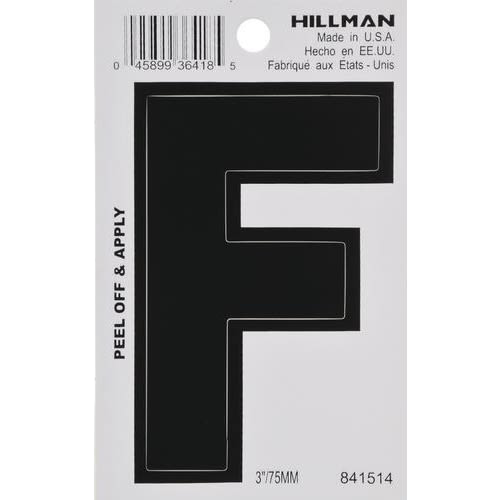 Hillman 3 in. Black Vinyl Die Cut Peel Off Sticker Letter F