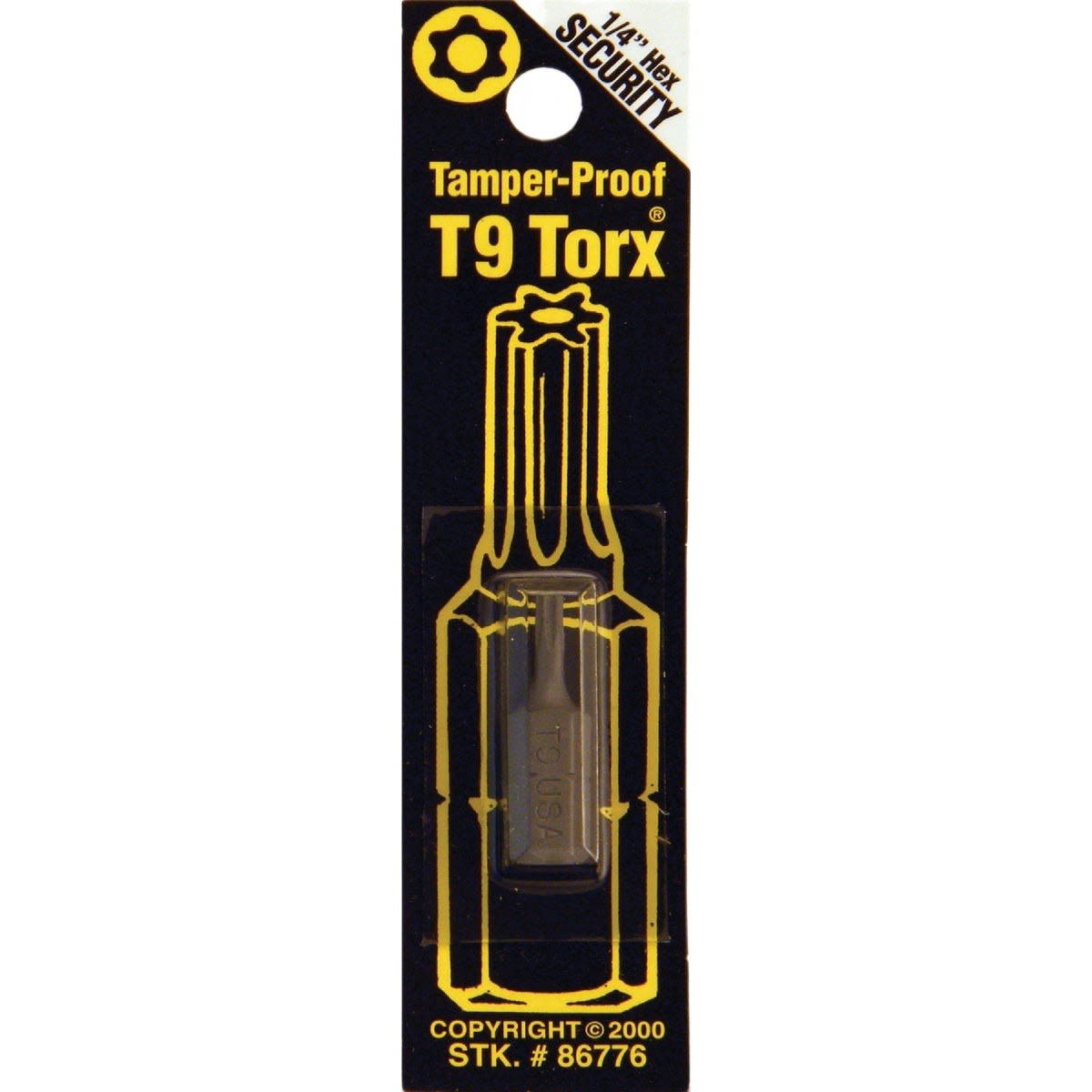 Tamper-proof T9 Torx bit in yellow and black packaging for drill bits and power tool accessories collections under $50