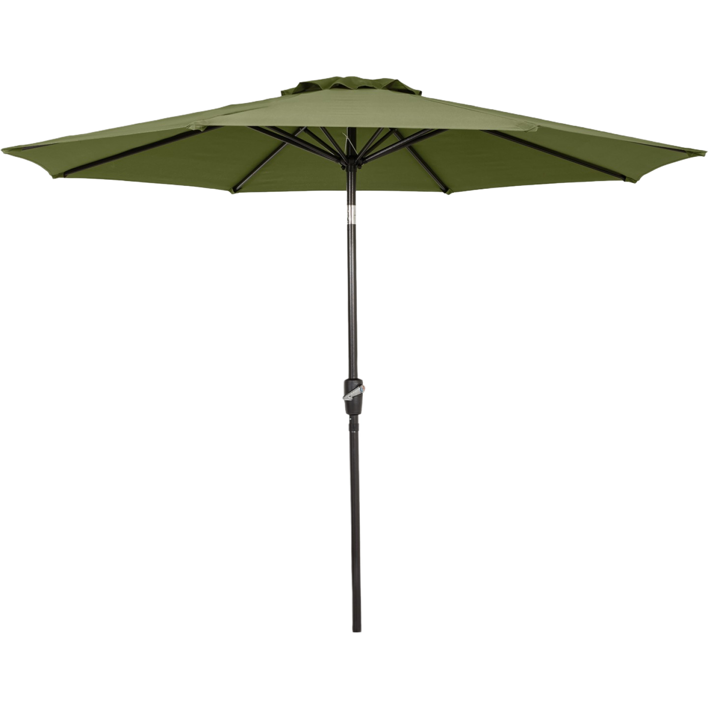 Heather green aluminum patio umbrella with tilt and crank mechanism for outdoor shading and home improvement use