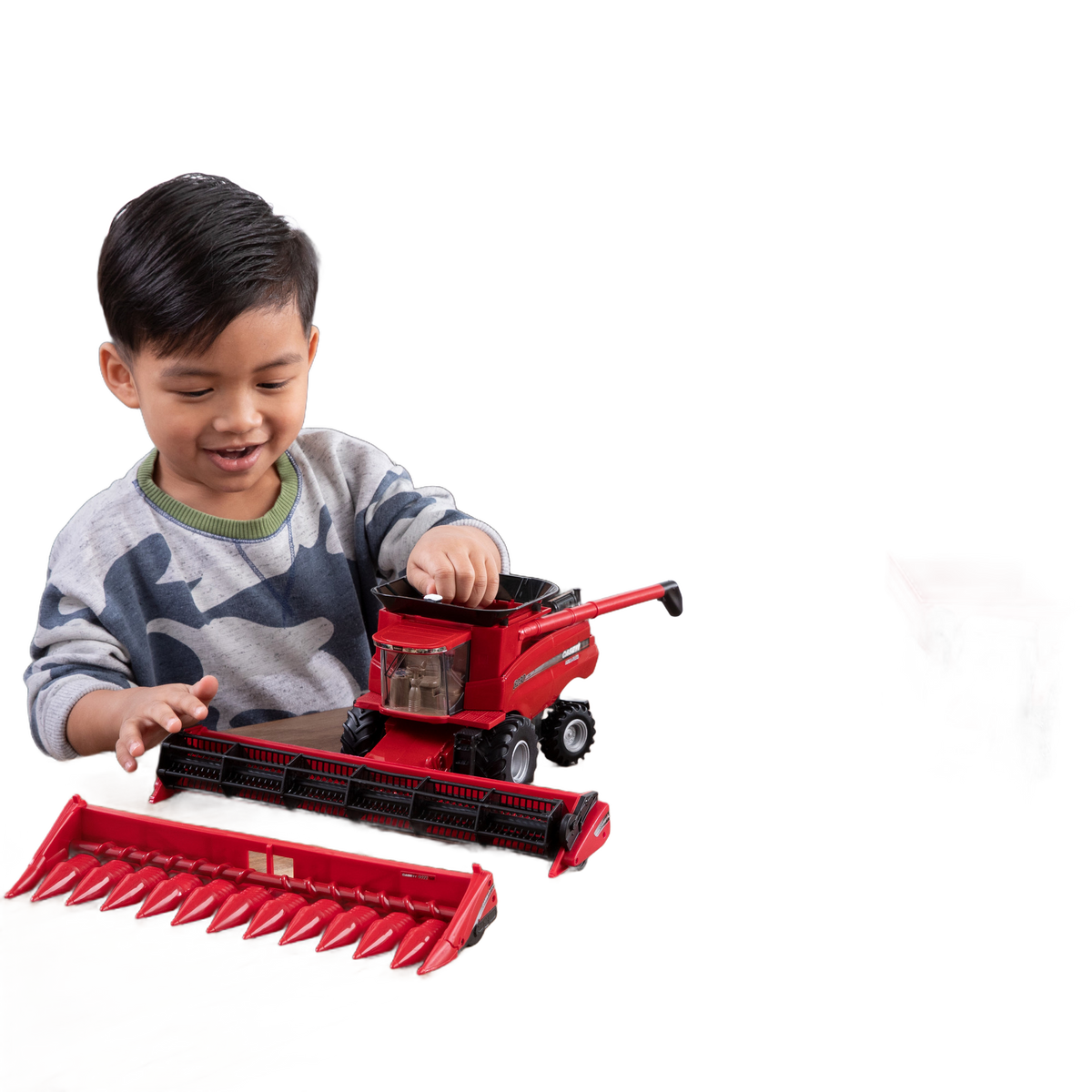 TOMY Case IH 1:32 Scale Farm Toy Harvesting Set with Tractor, Grain Cart and Combine