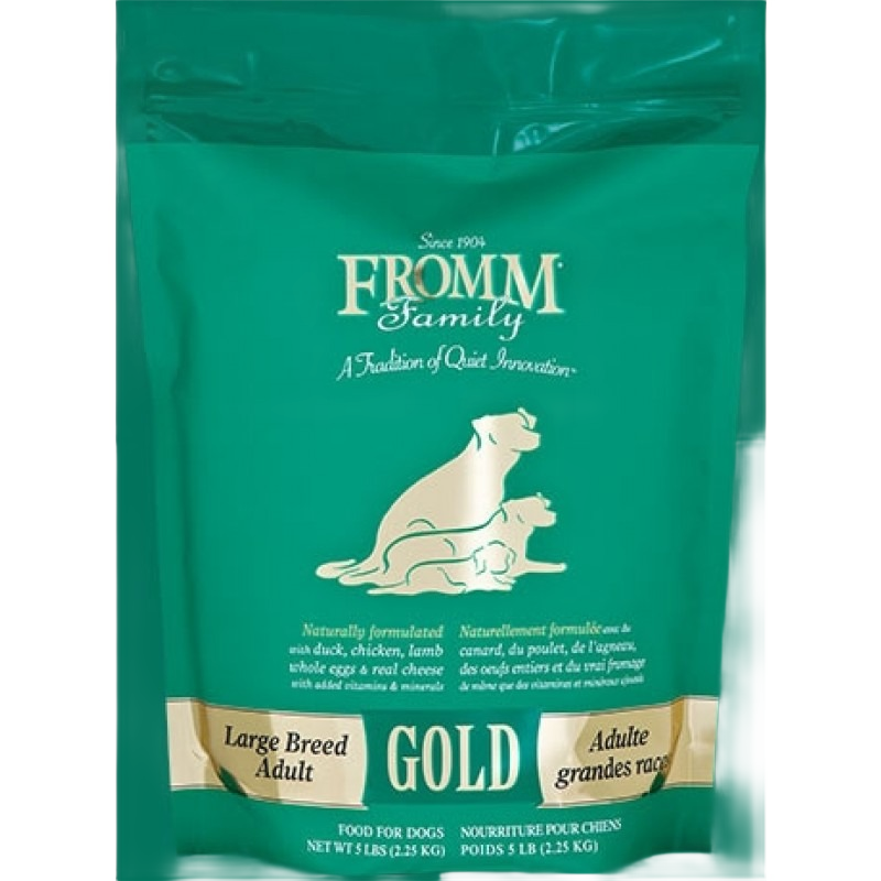 Green bag of Fromm Gold dry dog food formulated for large breed adult dogs in pet food and supplies under $100 collections