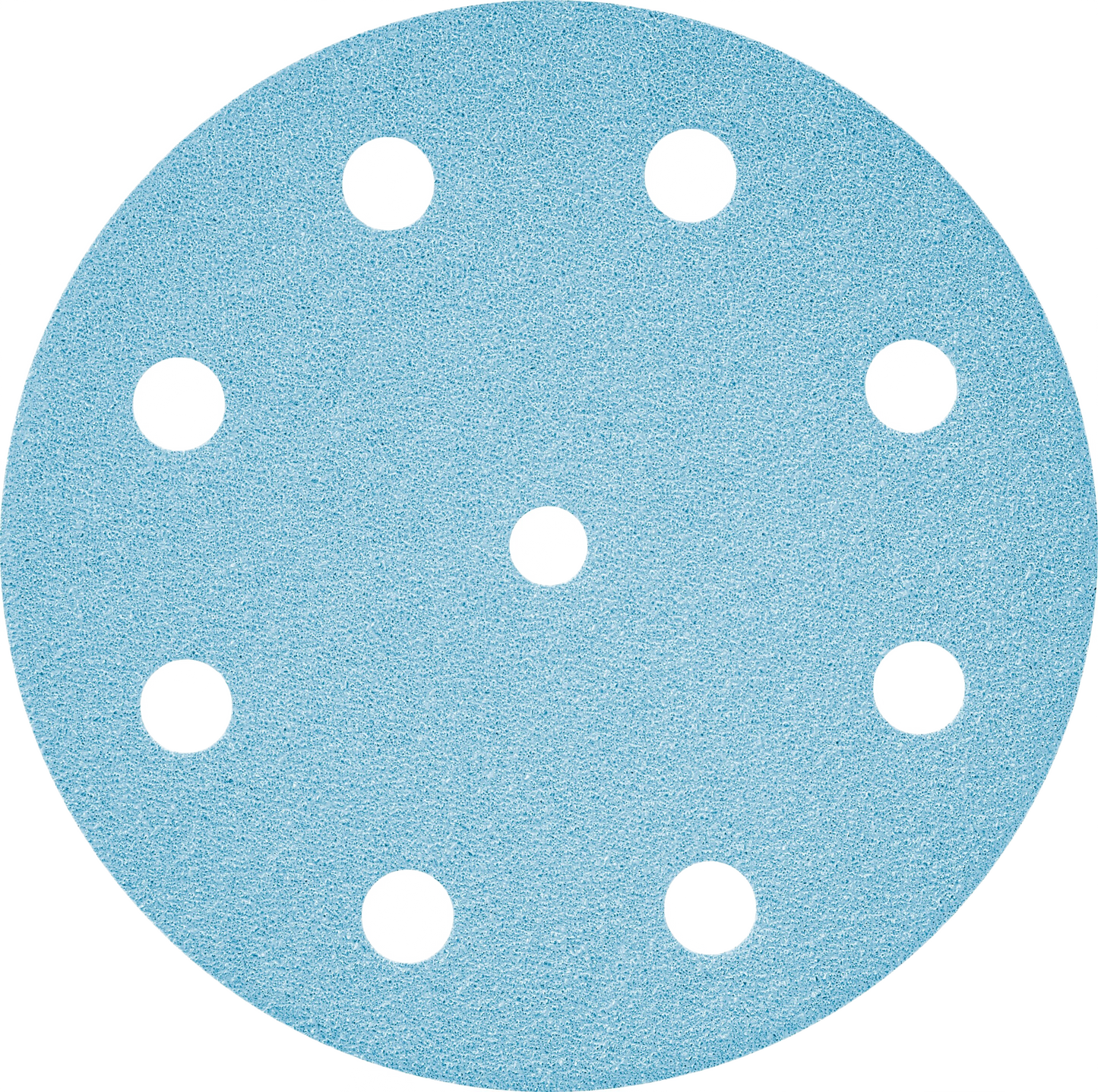 Blue round sandpaper disc with multiple holes for dust extraction in power tool accessories and abrasives collections
