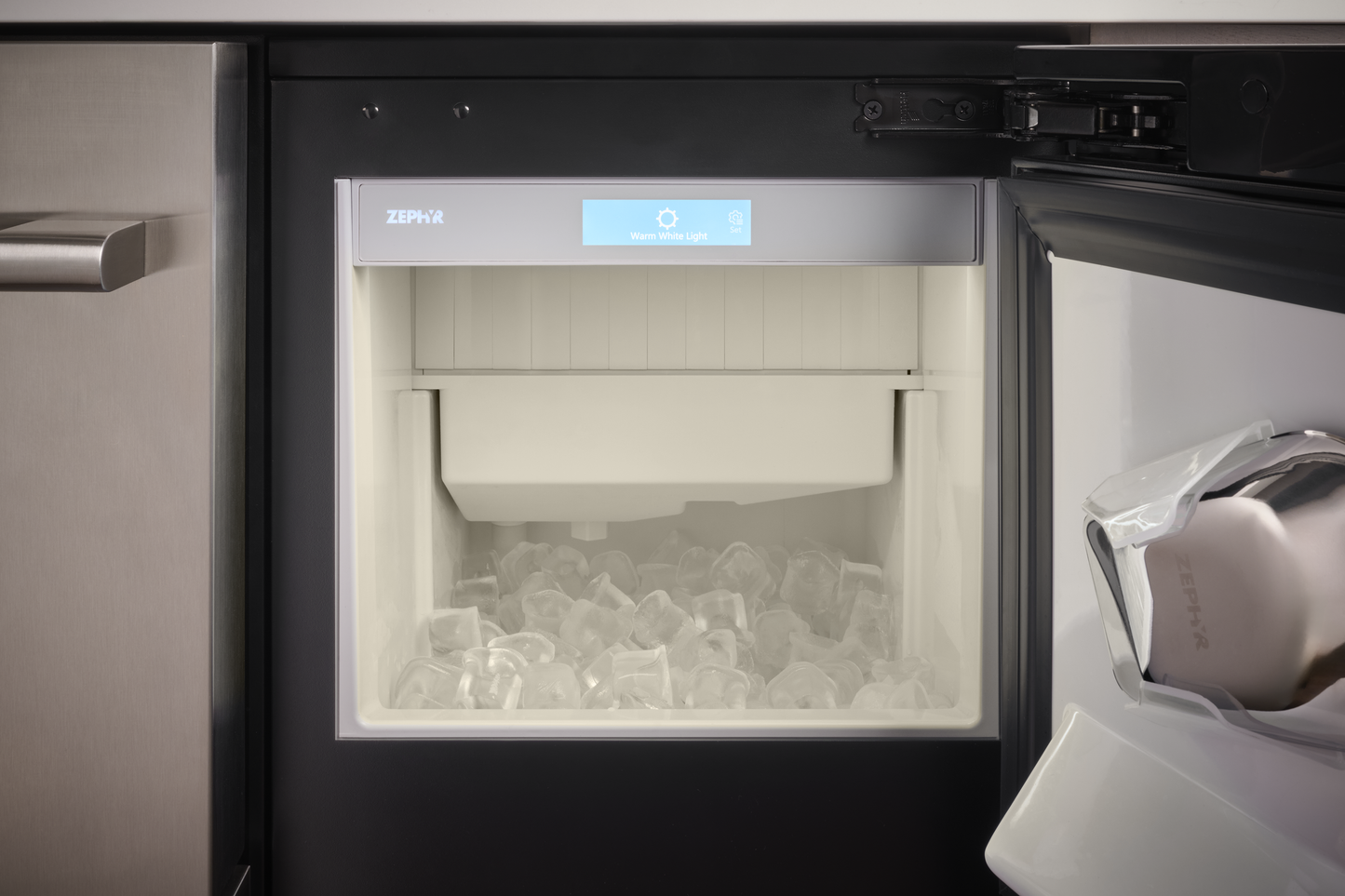 Clear Gourmet Ice Machine, 15in, w/Pump, Panel Ready