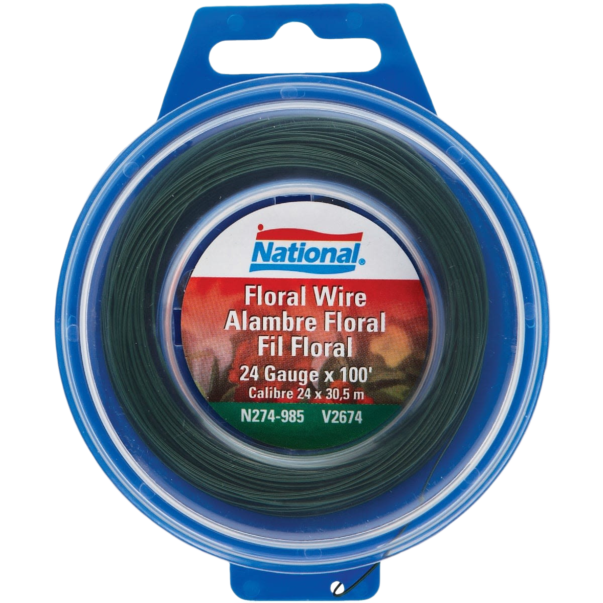 Green 24-gauge floral and craft wire coil in plastic case for home improvement hardware and fasteners under $50 collection