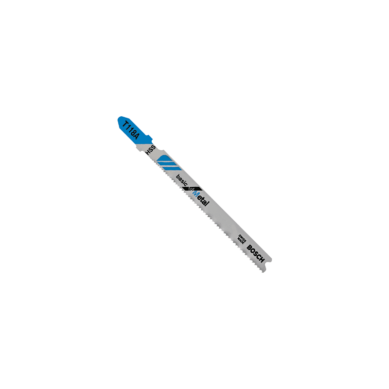 Single Bosch T-shank jigsaw blade with 17-24 TPI for cutting metal in tools and home improvement tasks