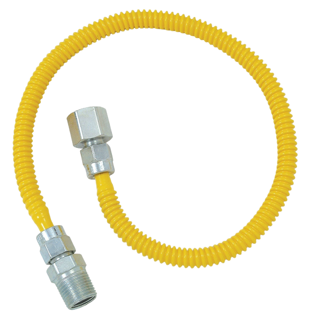 Flexible yellow coated stainless steel gas connector with threaded fittings for plumbing and home improvement collections under $50