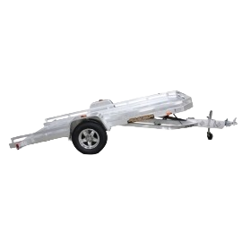 Lightweight aluminum utility trailer with tilt function and single axle designed for efficient loading and hauling tasks