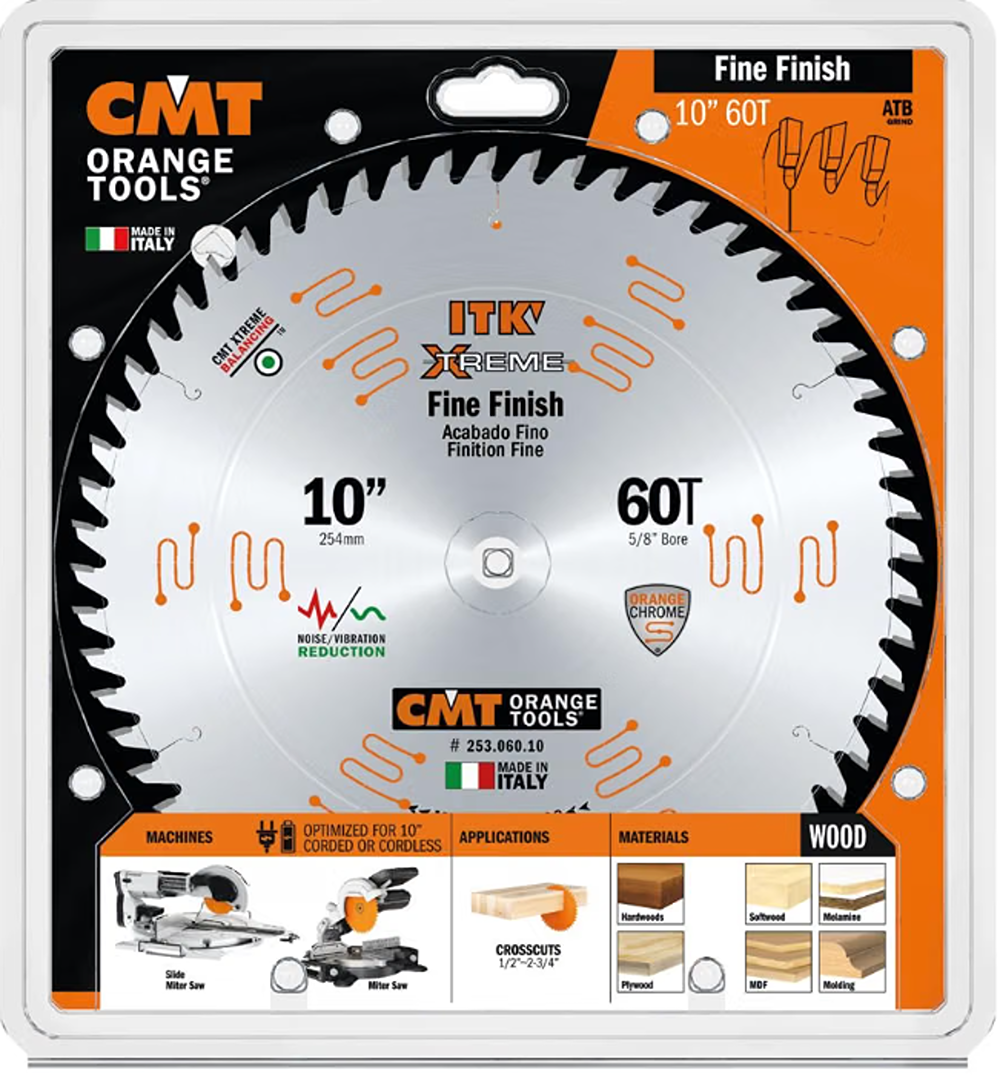 CMT Orange Tools 10" 60T Sliding Fine Finish Circular Saw Blade