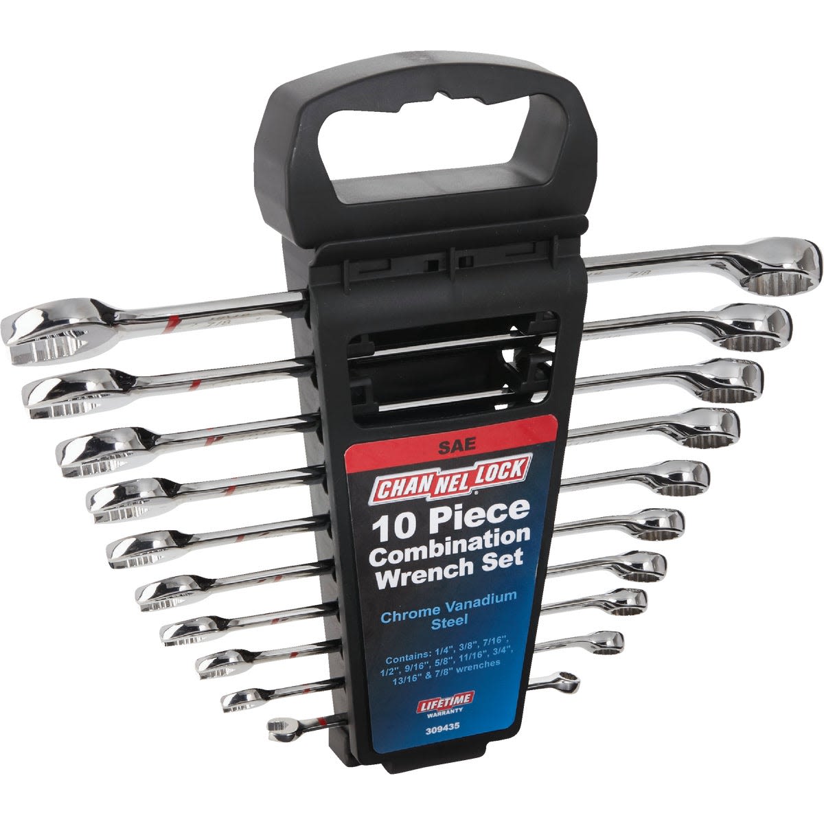 Set of 10 12-point combination wrenches with chrome vanadium steel for tools and home improvement projects