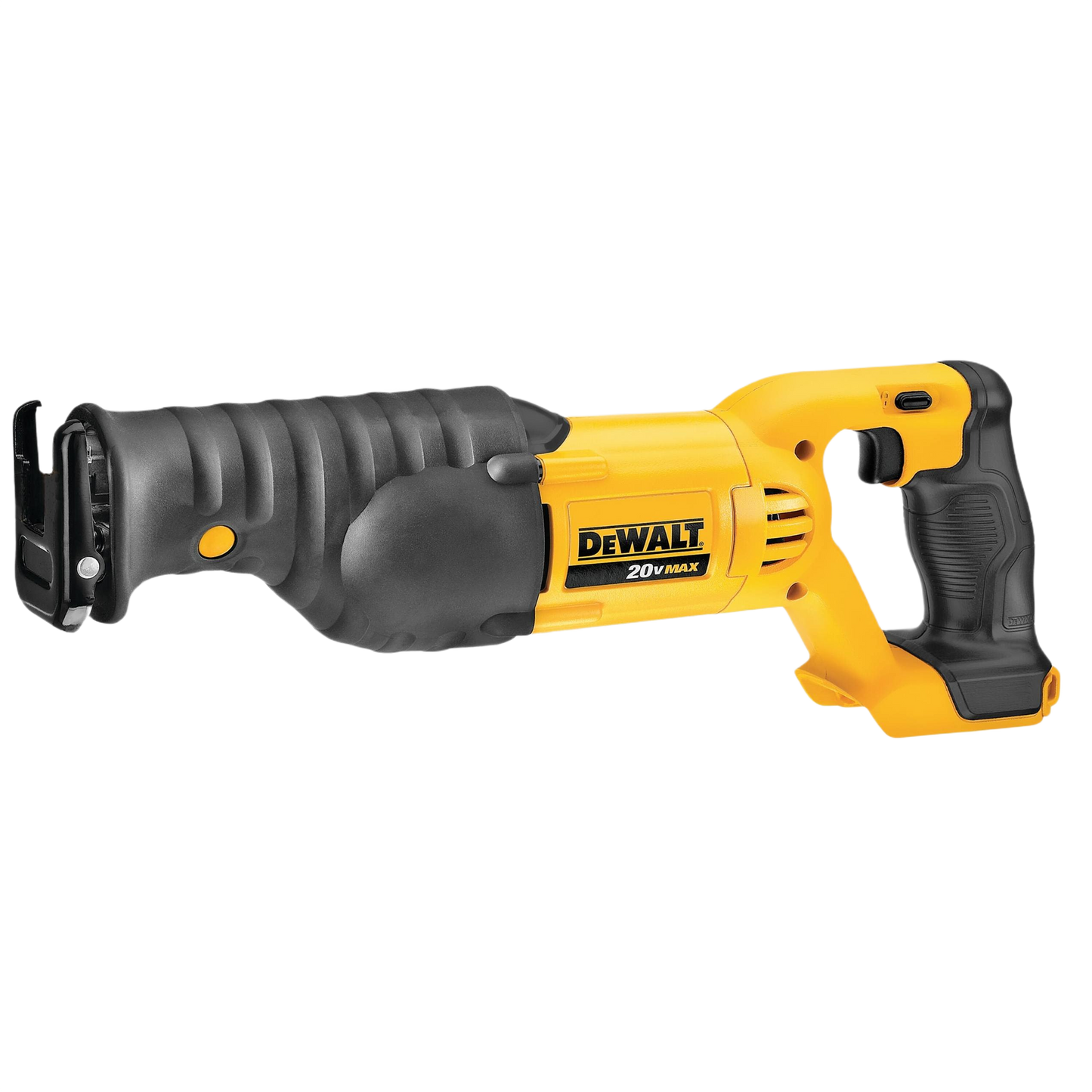 Yellow and black DEWALT cordless reciprocating saw with ergonomic grip for versatile woodworking and home improvement tasks