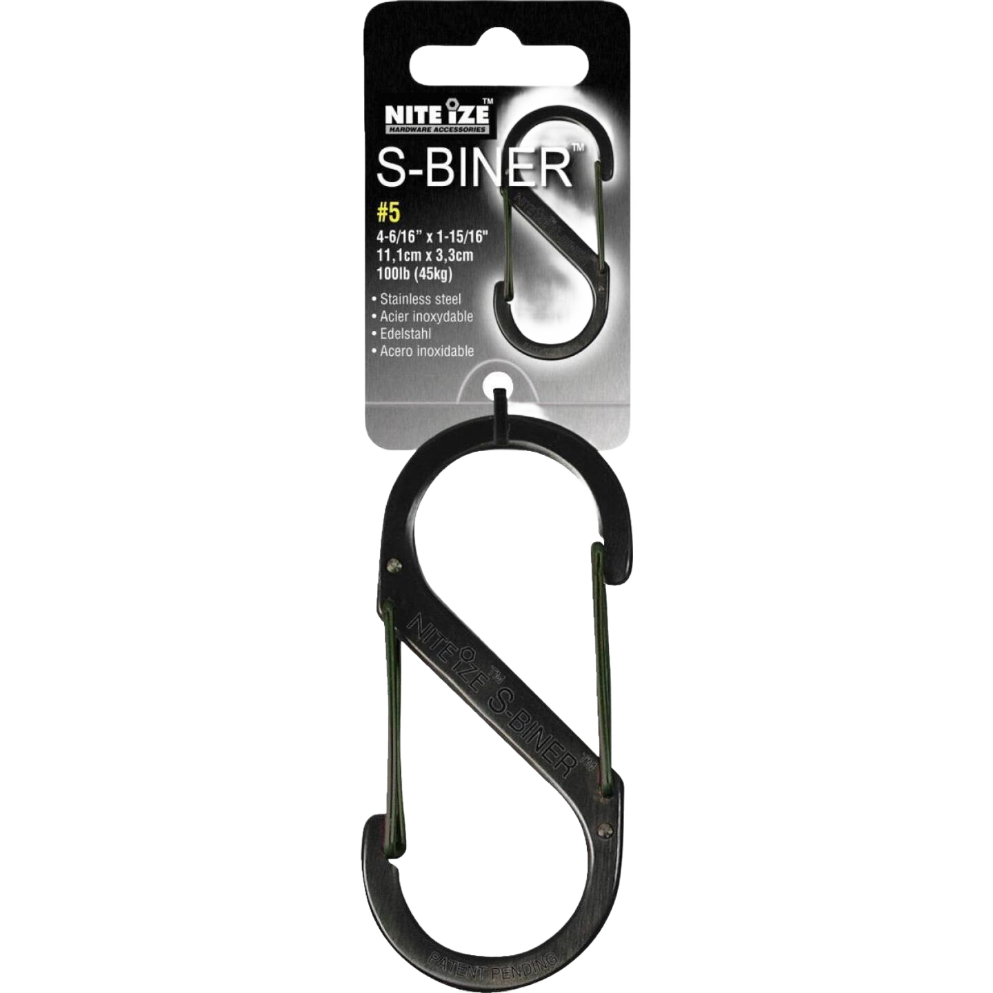 Black stainless steel S-clip key ring with 75 lb capacity for hardware and storage organization solutions under $50